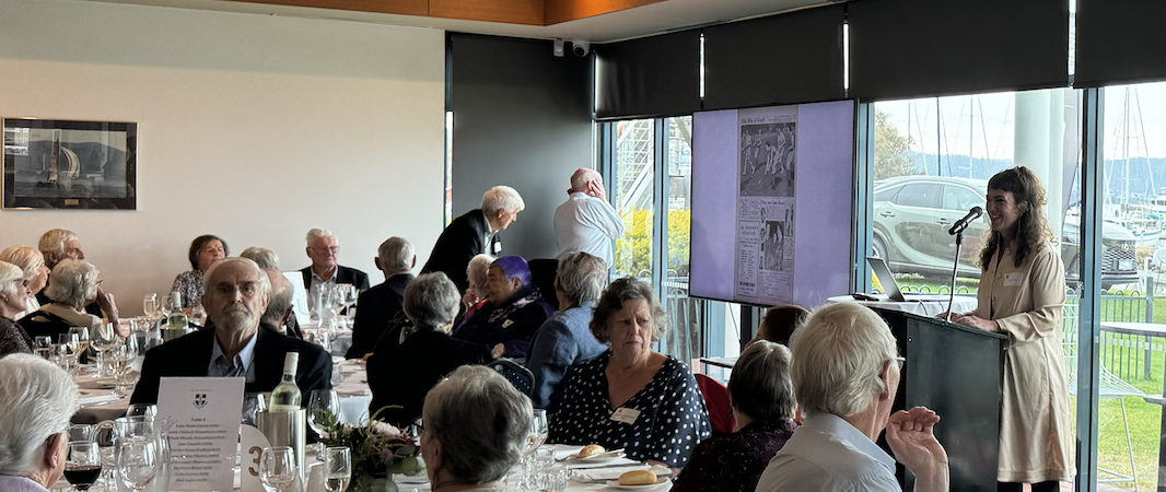 Principal Esther Hill speaking at the 50+ Summer Luncheon